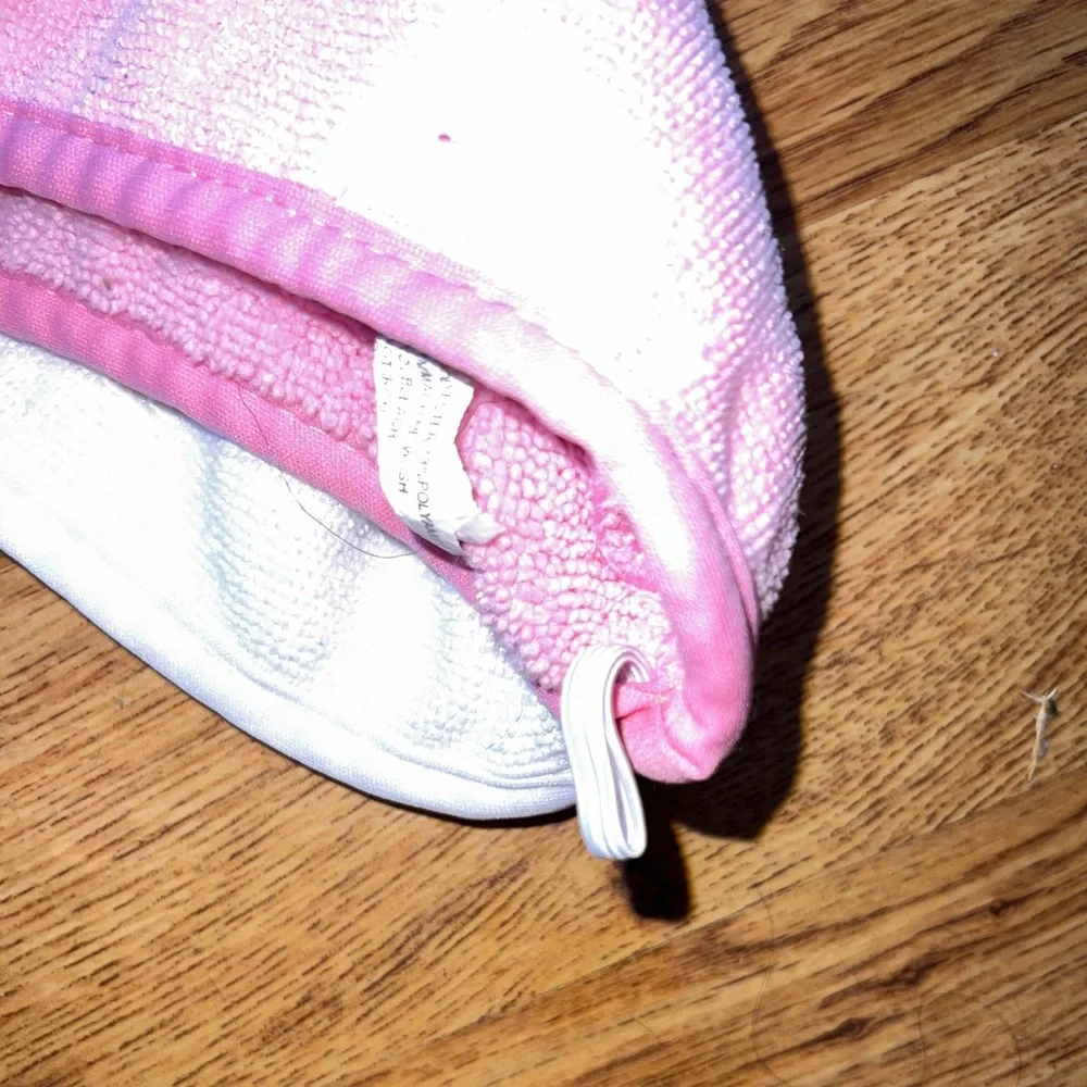 Pink and White Hair Towel Wrap